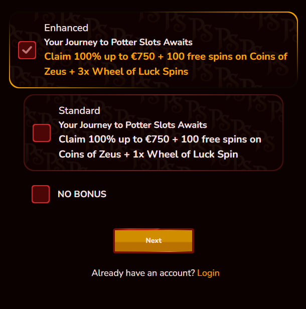 potter slots casino registration